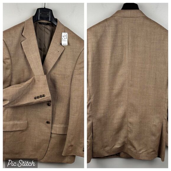 Jos A Bank Traveler Tailored Mens Brown Silk & Wool Blazer Sport Jacket 46R NWT - Picture 1 of 10
